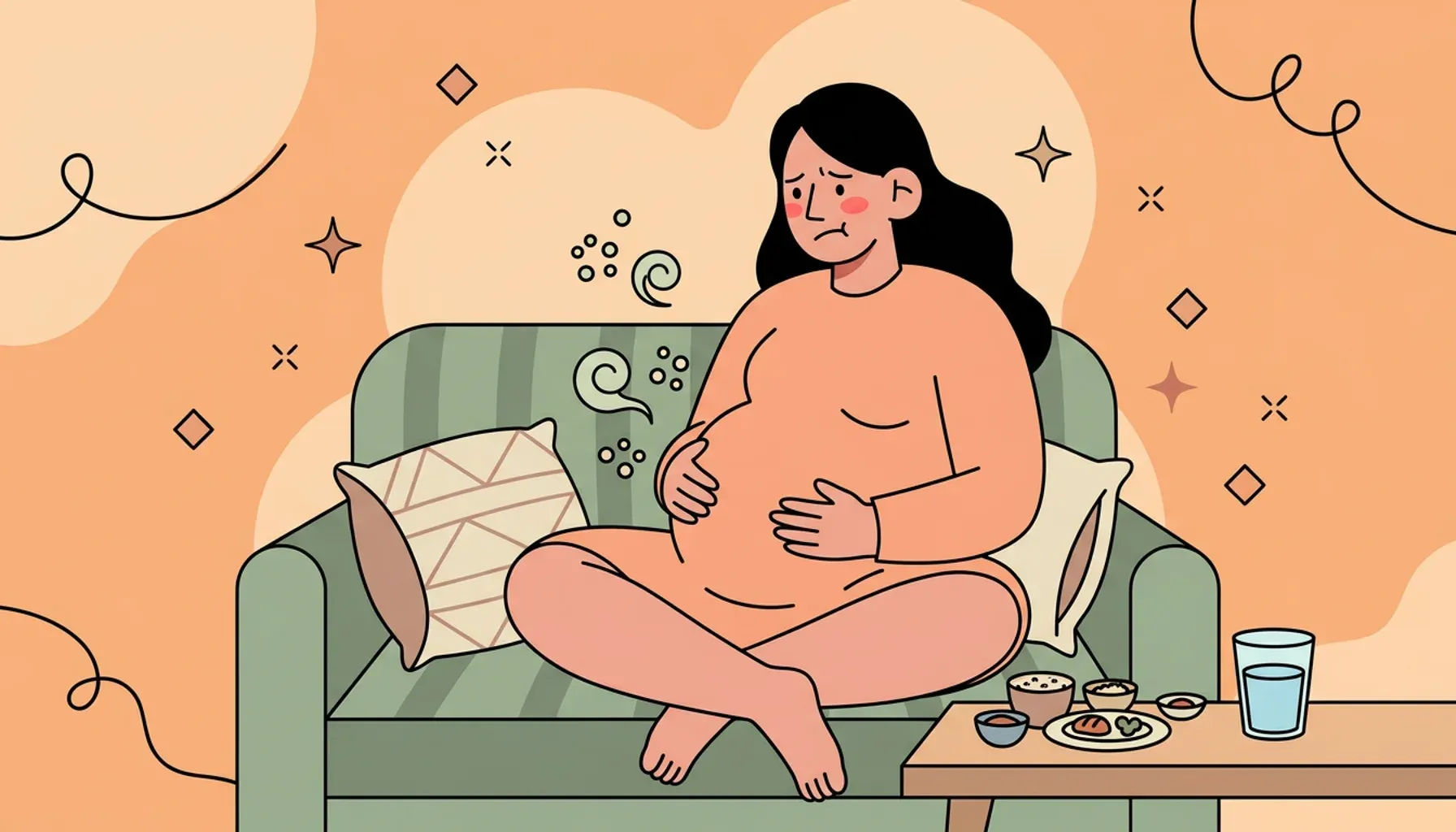 Your may feel discomfort in your belly