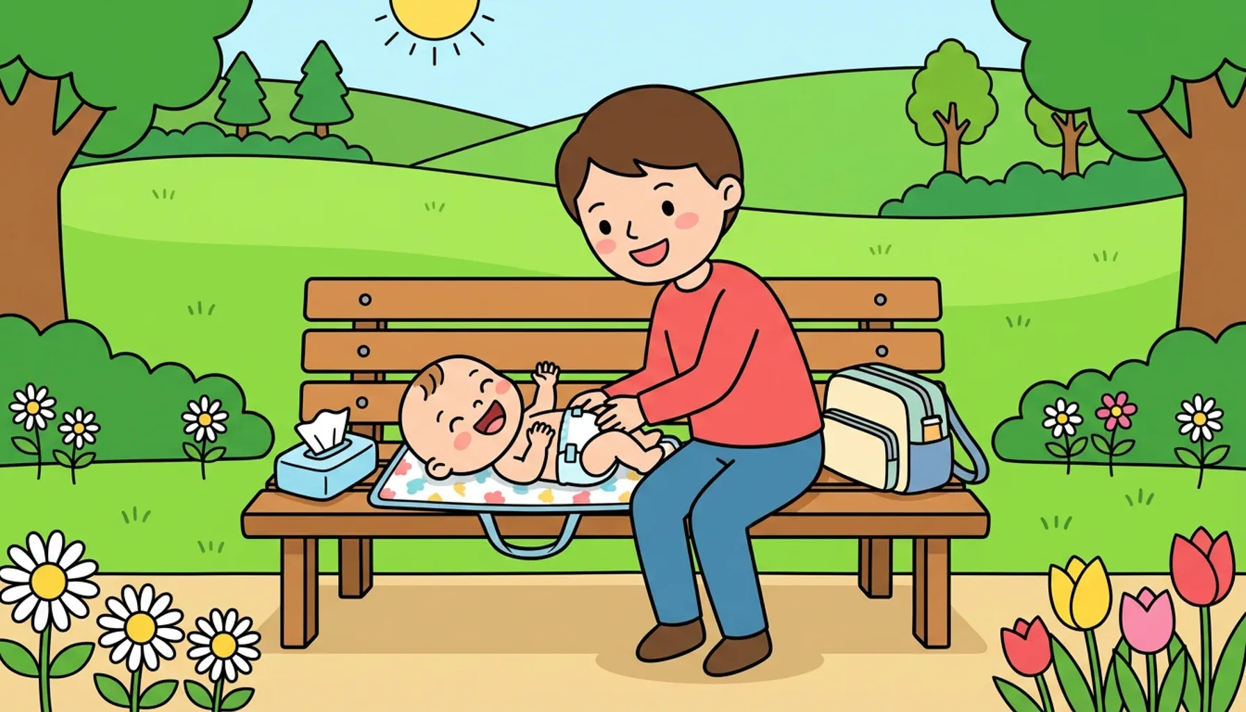 How to change baby’s diaper if there’s no changing room